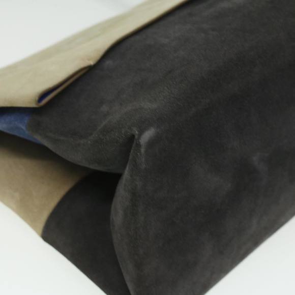 CELINE Shoulder Bag Suede Beige Blue black Auth ar8501 - Picture 15 of 16